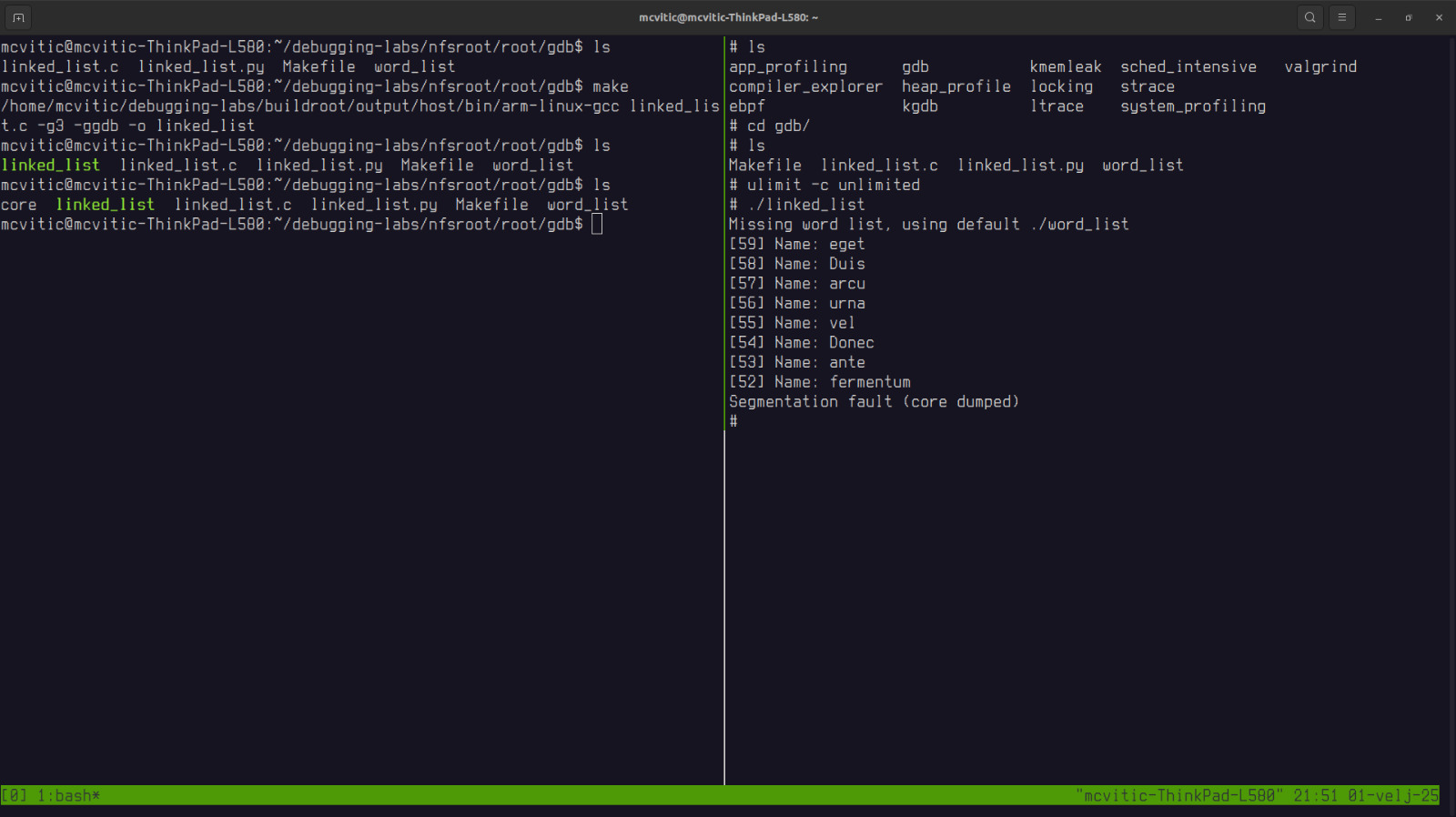 core file generated