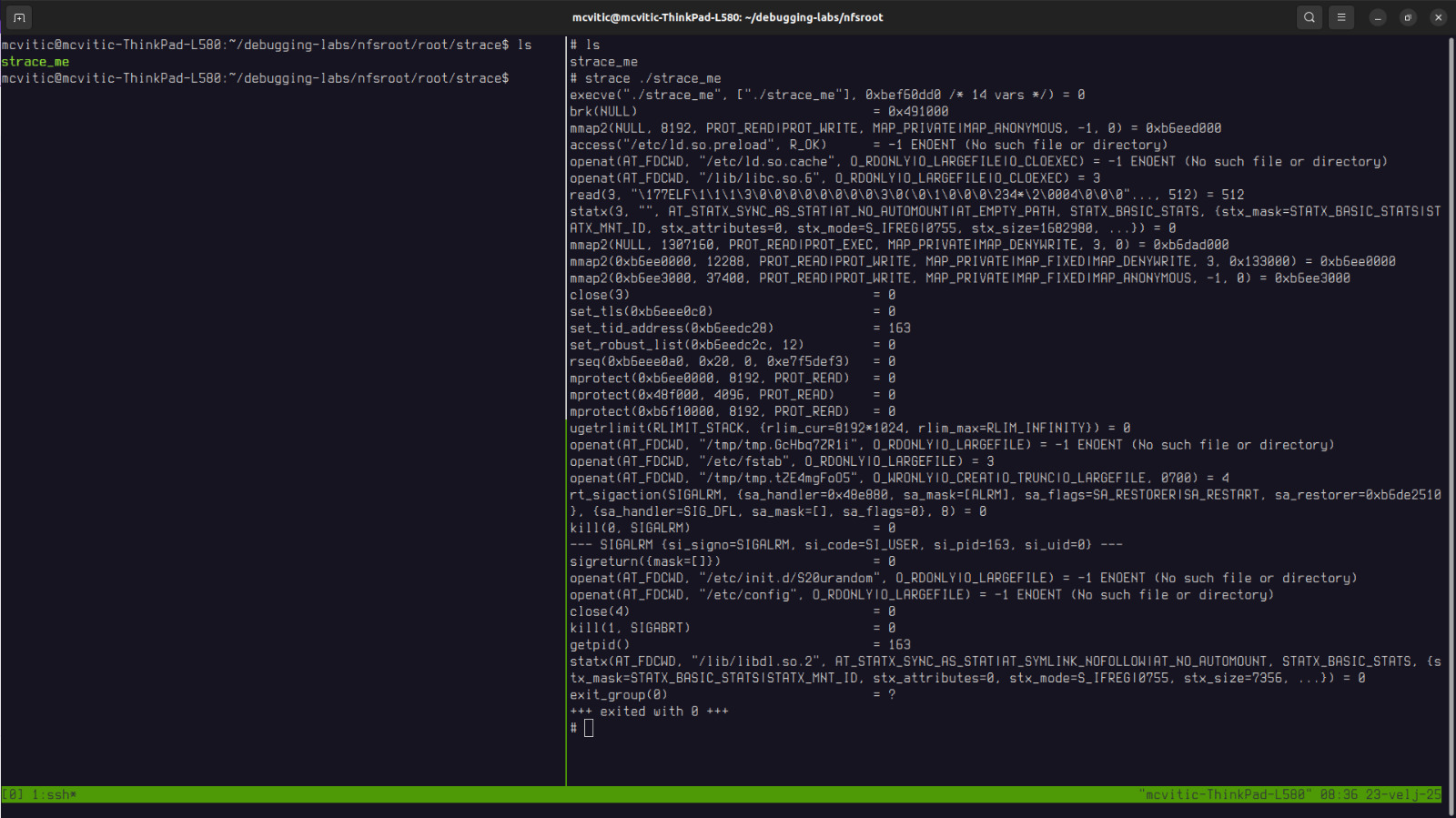 strace output